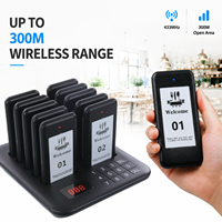 Système d'appel sans fil pour restaurant, 10 bipeurs, 433 MHz, portée 300 m, système d'appel rechargeable pour clients, idéal pour café, aire de restauration, bar
