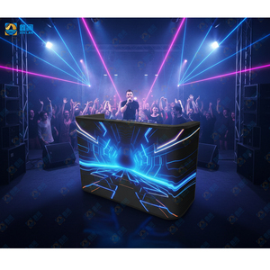 Cabine de <span class=keywords><strong>DJ</strong></span> mobile incurvée personnalisée, table, façade, table portable, stand de <span class=keywords><strong>DJ</strong></span> professionnel, écran d'affichage, équipement - Product Image 1