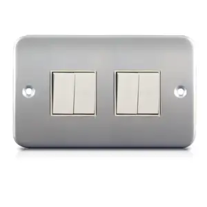 Metal Clad Range 4 Gang 2 Way Switch With Box Metal 86 Plate 3*6 Plate Plastic Powder Coat Finish