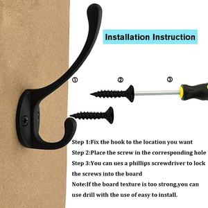 Ganchos de pared resistentes para abrigos, perchas retro de doble punta para sombreros y accesorios, con 2 tornillos - Product Image 3