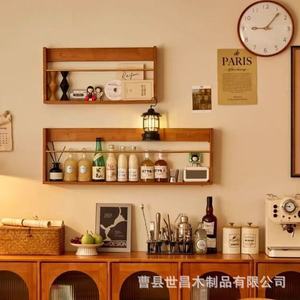 Wooden <b>Wall</b> Shelf Solid Wood Magazine Rack Rectangle Shape <b>Wall</b> Mounted Type For Bedroom And Living Room Storage <b>Display</b> - Product Image 3