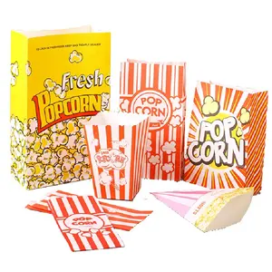 Popcorn Custom Printed Flat Bottom Kraft Paper Grease Proof Pouch Stand Up Food Popcorn Packaging Bag