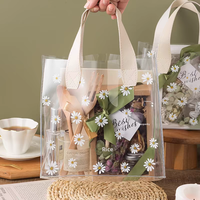 Sac fourre-tout transparent en PVC personnalisable style européen pour la fête des mères, les mariages ou les anniversaires, avec ruban et étiquette perlée