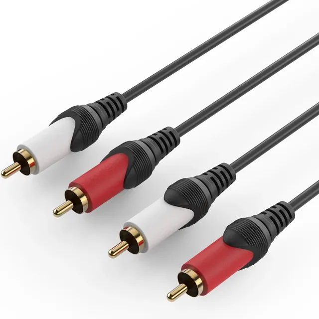 Dual Lotus Audio Line PVC RCA Male Male 4-Pin Cable for Speakers Power Amplifiers Mixers Car Audio Systems Camera (Model J422)