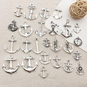 DIY hand gefertigten Schmuck Material Retro alten Silber Schiff Anker kleinen Anhänger 1 Ohrringe Halskette Armband Hersteller - Product Image 2