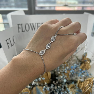 Sabitleme boncuk ile yeni Link zinciri bilezik iskelet şekli parmak yüzük bilek Slave bilezikler su damlası yaprak buğday el zinciri - Product Image 4