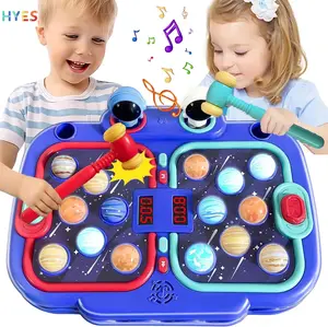 Huiye Whack A Mole juego para niños pequeños interior Mini juego juguetes educativos con sonidos luces niños astronauta PK modo juguetes interactivos