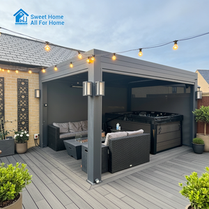 Pergola rétractable motorisée Sweet Home Premium, <span class=keywords><strong>abri</strong></span> en aluminium antirouille avec éclairage LED <span class=keywords><strong>pour</strong></span> les moments <span class=keywords><strong>de</strong></span> loisirs en <span class=keywords><strong>jardin</strong></span> - Product Image 2