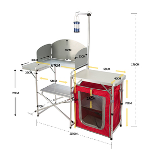 Kejie Modern Outdoor Portable Aluminum <b>Folding</b> BBQ Picnic <b>Table</b> with Kitchen Cooking Station Lightweight Design - Product Image 2
