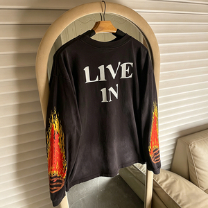 <span class=keywords><strong>T</strong></span>-<span class=keywords><strong>shirt</strong></span> <span class=keywords><strong>Homme</strong></span> Manches Longues Oversize Streetwear <span class=keywords><strong>Moto</strong></span> Imprimé Numérique Coton 100% Délavé à l'Acide Effet <span class=keywords><strong>Vintage</strong></span> 360GSM Personnalisé - Product Image 2