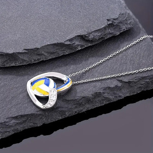 Collar con Colgante de Corazón para Mujer, Diseño Deportivo de Voleibol, Estilo Esmaltado, Cadena para Clavícula, Joyería de Moda - Product Image 5