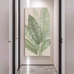 Pintura al Óleo Pintada a Mano, Hoja de Plátano, Arte Moderno Minimalista para la Entrada, Sin Marco, Estilo Impresionista, Decoración para Sala de Estar - Product Image 1