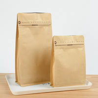 Sacs en papier kraft brun et blanc de 250g, 500g, 1kg avec valve de fermeture, sac épais en aluminium résistant à l'humidité, fermeture éclair, sachets pour thé et café