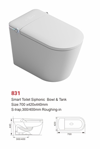 WC intelligent à économie d'<span class=keywords><strong>eau</strong></span> avec chasse d'<span class=keywords><strong>eau</strong></span> puissante Super Swirl et télécommande, en céramique intégrée, pour salle <span class=keywords><strong>de</strong></span> bain en Amérique du Sud - Product Image 6
