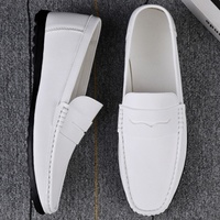Mocassins Homme Dreamy Stark en Cuir Microfibre Souple et Creux, Blanc et Noir, à Enfiler, Doublure en Maille, Semelle Intérieure EVA, Été Printemps Hiver
