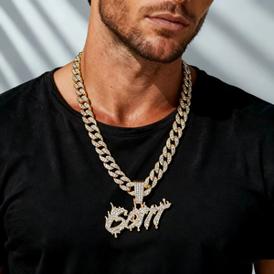 Collar con colgante de letra Iced GOAT y cadena cubana, chapado <span class=keywords><strong>en</strong></span> oro de 18K con pedrería, estilo Hip Hop para hombres, mujeres, raperos, bailarines y streetwear - Product Image 6
