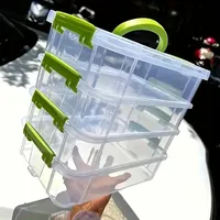Boîte de rangement empilable transparente en PP à 4 niveaux avec séparateurs ajustables pour jouets, blocs de construction, bijoux, artisanat, organiseur