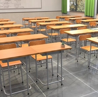 Meubles scolaires modernes et durables en métal, ensemble de bureaux et de chaises de classe à un seul siège avec design antidérapant