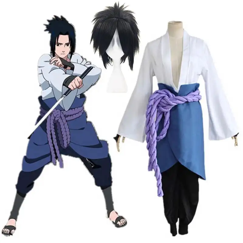 Disfraz de Ninja japonés, Cosplay de Anime, Uchiha Sasuke, venta al por mayor