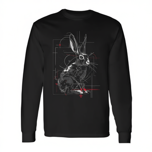 Camiseta de manga larga con estampado digital de conejo, diseño abstracto de animal, gráfico geométrico, cuello redondo, unisex, para adultos - Product Image 2