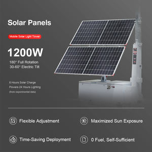 Tour d'éclairage solaire mobile haute performance avec mât télescopique de 9 m, levage électrique, 4*100W LED, à vendre et à louer - Product Image 2