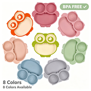 Plato de Silicona con Separador, Plato de Silicona para Bebé Libre de BPA con Ventosa, Utensilios para la Alimentación del Bebé - Product Image 1