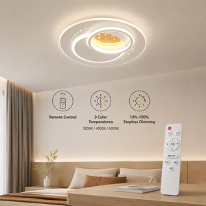 Lámpara de Techo LED Moderna con Control Remoto, Tricolor, Regulable, Redonda, Ultrafina, de Acrílico y Hierro, para Dormitorio, Sala de Estar - Product Image 4