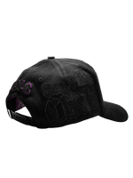 Nouvelle Casquette de Baseball Noire Effet Daim avec Patch Visage de Diable Violet Original et Strass, Style Gothique EDLG, Casquette Trucker
