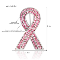 Broche personnalisée avec symbole du cancer du sein, cristal de diamant, strass, ruban rose pour le SIDA, anniversaire pour la Journée mondiale du SIDA et broche pour le cancer du sein