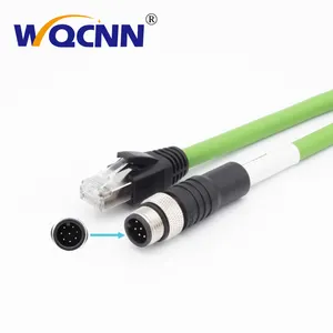 M12 Connector X Coded 8Pin Male To RJ45 Cat6 Ethernet High Flexible 8 Pin Machine Vision Industrial Camera Cable