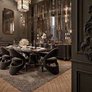 Sang trọng tùy chỉnh đồ nội thất cao cấp biệt thự phòng ăn bảng lớn màu đen đá cẩm thạch hàng đầu nhà hàng bàn ăn - Product Image 3