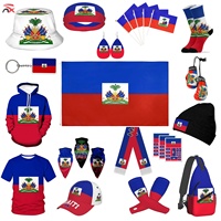 Vente en gros usine : Ensemble de football d'extérieur avec drapeau haïtien, comprenant maillot, bandana, casquette et sac, pour événements