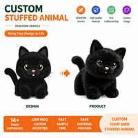 Peluche chat noir aux grands yeux mignons, douce et moelleuse, style Kawaii, poupée en peluche chaton, broderie personnalisée OEM ODM, mascotte