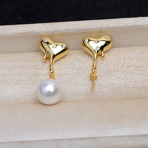 อุปกรณ์ทำต่างหูเงินแท้ S925 แบบ DIY สำหรับต่างหูมุกสองวง  ฐานต่างหูสำหรับมุกเรียบขนาด 6-7 มม.  รุ่น 16271  อะไหล่เครื่องประดับ - Product Image 2