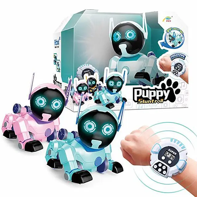 Smart Watch Control Intelligent RC Robot Flip Roll Puppy Smart Stunt Dog