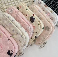 Porte-monnaie sans couture en coton pour filles porte-monnaie à motif floral cerise pour dames porte-cartes matelassé à fermeture éclair pour rouge à lèvres