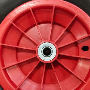 16x6.50-8 <span class=keywords><strong>Heavy</strong></span> <span class=keywords><strong>Duty</strong></span> Borracha Macia Sólida Plana Livre PU Roda De Espuma Rodízio 8-Inch Carrinho De Mão Rodas - Product Image 5