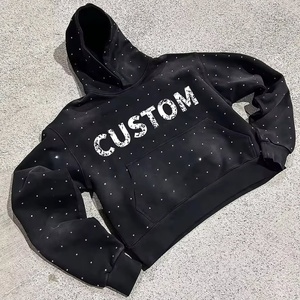 Sudadera recortada de alta calidad para hombre, jersey de invierno de gran tamaño, ropa de calle personalizada, Impresión de transferencia de calor Y2k de gran tamaño con <span class=keywords><strong>capucha</strong></span> - Product Image 4