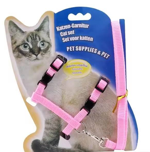 C036 Harnais et laisse pour animaux de compagnie en polyester écologique et durable, motif adorable, collier et harnais ajustables, taille M pour chats et chiens - Product Image 5