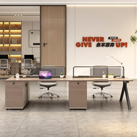 Ensemble de bureau et chaise de bureau moderne modulaire avec double bureau informatique pour quatre personnes, idéal pour la chambre à coucher