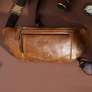 Dujiang Genuine Leather Waist <b>Bag</b> Men's Multi-Functional Chest <b>Bag</b> Brown Outdoor Casual Style - Product Image 3