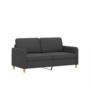 Dark Gray Fabric 2 Seater <b>Sofa</b> With Wood <b>Legs</b> Modern Design <b>For</b> Living Room - Product Image 1