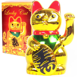 <span class=keywords><strong>Chat</strong></span> <span class=keywords><strong>porte</strong></span>-<span class=keywords><strong>bonheur</strong></span> Maneki Neko en céramique dorée japonaise, fait main, personnalisé, vente en gros - Product Image 2