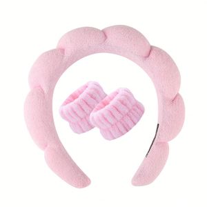 Ensemble de bandeaux et bracelets de spa mignons en peluche, serviettes de lavage du visage en éponge, bandeaux de maquillage et de soin de la peau, bandeaux personnalisables avec logo pour femmes et filles - Product Image 6