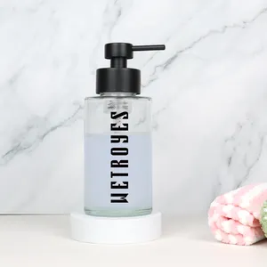 Glass Refillable Hand Soap Dispenser With Stainless Steel Foam Pump Bathroom Shampoo Glass Bottle