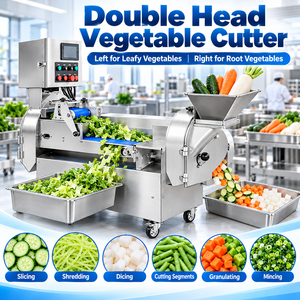 เครื่องตัดผักไฟฟ้าแบบสองหัว สำหรับโรงอาหาร ร้านอาหาร ครัว ใช้สำหรับแปรรูปผักใบและผักหัว - Product Image 1