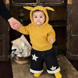 <span class=keywords><strong>Pull</strong></span> tricoté ample à capuche longues oreilles pour bébés, teint en pièce, collection Printemps 2026, pour garçons et filles, style mignon et tendance - Product Image 2