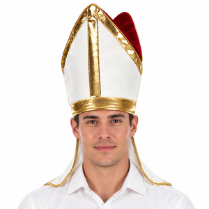 <span class=keywords><strong>Chapeau</strong></span> <span class=keywords><strong>de</strong></span> Mitré <span class=keywords><strong>de</strong></span> <span class=keywords><strong>Pape</strong></span> en Peluche Blanc Doré Personnalisé pour Adulte, Réglable, pour Costume Religieux, Fête, Spectacle Scénique, Vente en Gros - Product Image 1