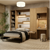 Modernes Integriertes Doppel-Kleiderschrank-Bett Multifunktionales Verstecktes Klappbares Aufbewahrungs-Wandbett mit Schrank