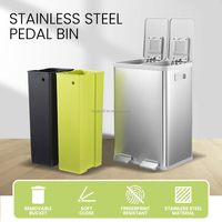 JILI poubelle domestique de séparation sèche et humide 38L + 22L 60L poubelle à pédale en acier inoxydable à double compartiment